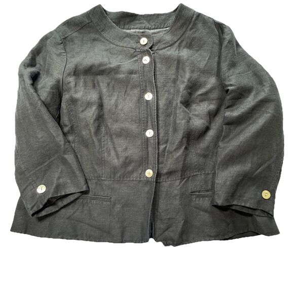 Vintage Covington collarless linen blend Lady blazer black Plus size 24 women - Picture 4 of 10